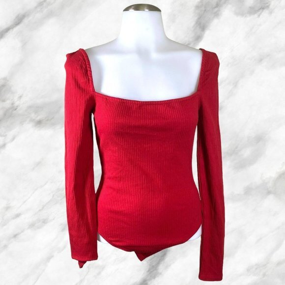 Lovers + Friends Ava Knit Bodysuit - Cherry